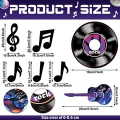 60 Pcs Music Party Decorations Musical Notes Rock and Roll Record Cutouts Sil…