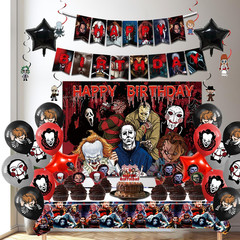 Horror Birthday Party Decorations Kit – 38 Pcs Halloween Themed Supplies with Ba