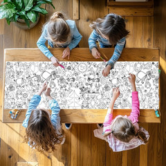 – Camping Party Coloring Table Runner – 17In X 8Ft Huge Coloring Sheet for Kids