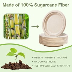Paper Plates 10 Inch Bulk, 50 Pack Compostable, Eco Friendly Heavy Duty, Made…