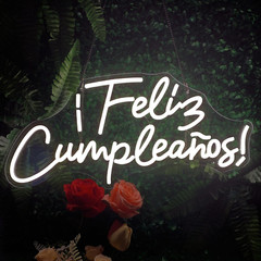 Feliz Cumpleaños LED Neon Sign – Happy Birthday Wall Decor, USB Powered Light