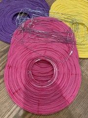9pcs 10″ Round Hanging Paper Lanterns Pink, Yellow & Purple – A0012