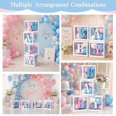 Baby Boxes with Letters for Baby Shower, 4pcs Transparent Baby Balloon Boxes …