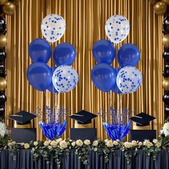 Royal Blue Balloon Table Centerpiece Kit, 6 Set Blue Balloon Stands for Table…