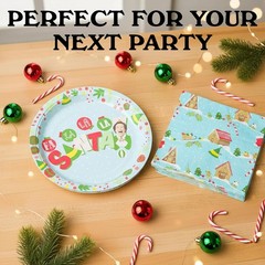 32-Count Buddy the Elf Party Plates and Napkins – Perfect for Holiday Gatherings