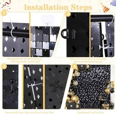 Black Shimmer Wall Party Backdrop 6ft x 4ft 24pc Square Sequin Shimmer Backdrop
