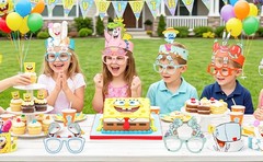 24 Pcs SpongeBob Birthday Party Decoration Set Kids SpongeBob Photo Booth Props