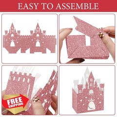 Chrisfall 24 Pieces Princess Castle Candy Boxes Glitter Princess Castle Party…