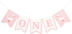 One Silly Goose First High Chair Banner – Pink Gingham One Silly Goose 1St Birth