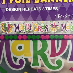 Mardi Gras 9Ft Foil Banner 1pcs Party Supply’s Decorations New