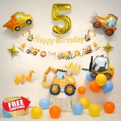 Construction Birthday Balloons Decorations Set, Construction Themed Decoratio…