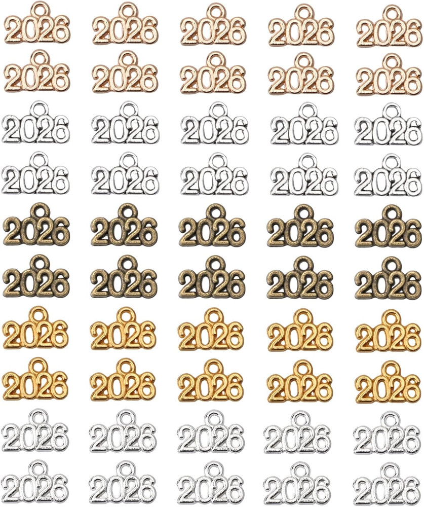 50Pcs 2026 Charms Bulk for Crafts,2026 Year Graduation Tassels Decorations,2026