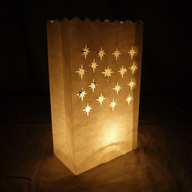 Quasimoon Small Starburst Paper Luminaries / Luminary Lantern Bags Path Light…