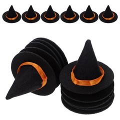 16Pcs Mini Black Felt Witch Hats Durable Halloween Bottle Topper Party Decor