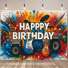 Happy Birthday Banner 71×43 Inch, Large Birthday Party Backdrop Multicolor31