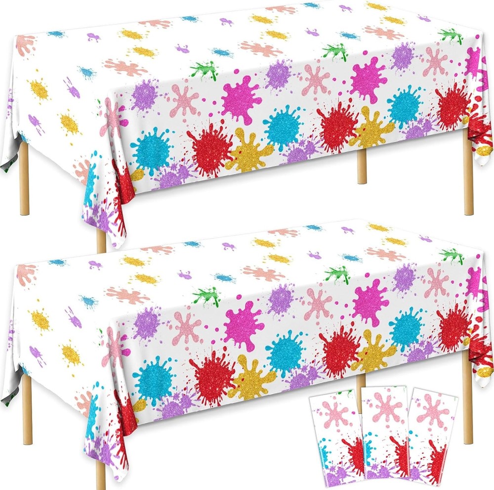 Paint Party Decorations 3Pcs Art Party Tablecloth Plastic Watercolor Painting