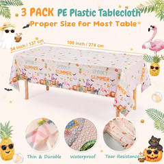 3 Pack Summer Halloween Decorations Plastic Tablecloth Tropical Gothic Halloween