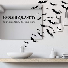 60PCS Halloween Bats Decoration, 4 Different Sizes Realistic PVC Black 3D Sca…