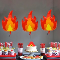 5Pcs 30 Inch Large Fire Balloons, Aluminum Foil Flame Balloons Decorations, R…