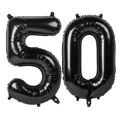 50 Balloon Number, Black Balloons 40 Inch Birthday Decorations for 50th, Big …