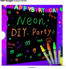 Mega-L Glow In The Dark Party Supplies, Neon DIY party decorations 4 Pens
