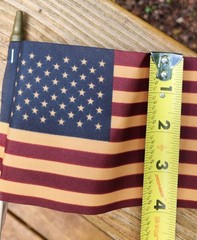 NEW! Tea Stained 4″ x 6″ American Flag on Wood Stick with Gold Top – 2/Pack USA