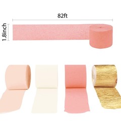 Pink Gold Party Streamers, 8 Rolls Crepe Paper, Wedding Backdrop, 82ft