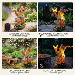 Solar Bunny Statue Recycled Composite Resin High Efficiency Solar Panel