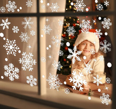 320 Pcs 10 Sheets Christmas Window Clings, Stickers, White