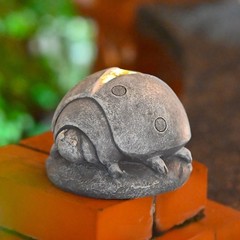 Energy Efficient Solar LED For BEETLE Statue Gray Resin Garden Decoration