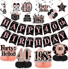 40th Birthday Decorations For Women Rose Gold 40 Year Old Birthday Banners Hangi