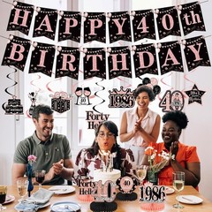 40th Birthday Decorations For Women Rose Gold 40 Year Old Birthday Banners Hangi