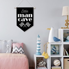 Little Man Cave Boy Nursery Wall Canvas Banner, Cars Room Decor for Boys, Che…