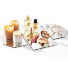 3 Pcs Irregular Glass Mirror Trays Centerpieces for Table, 5mm Thick Beveled …