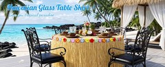4 Pack Luau Grass Table Skirt, Luau Party Decorations, Natural 108″ x 29.5″