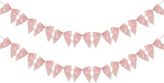 Pre-Strung Satin Ribbon Champagne Pink Bow Garland Banner for Wedding Bridal