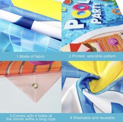 New Pool Party Backdrop Swimming Photo Background Banner Prop Decor 72”x44”