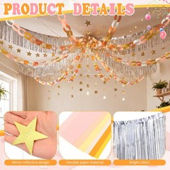 Fancy Party Decor Set 308 Sheets Colorful Chains Strips, Silver Metallic Foil…