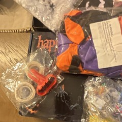 Halloween Party Decoration Kit Spider Web Bats Orange Black Purple White