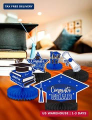 9Pcs Graduation Table Decorations – Blue and Black Graduation Centerpieces for T