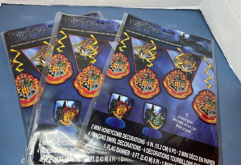 Vintage HARRY POTTER Birthday Party Supplies Hogwarts Houses Set Of 3