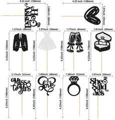 30Pcs She Said Yes Cupcake Toppers Glitter Diamond Ring I Do Love Cupcake Picks