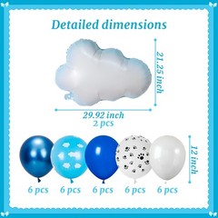 Cloud Balloons Paired With Blue And White Printed Latex Balloons Are Suitable…