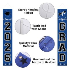 Graduation Decorations Class of 2026 Hanging Grad 70.8×11.8 inches, blue