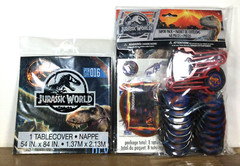 Jurassic World Birthday Party Supply Lot Tablecloth & Favors Pack 48 Pieces