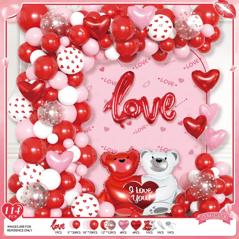 Bear & Heart Balloon Decor Set For Romantic Weddings, Birthday Parties Festivals