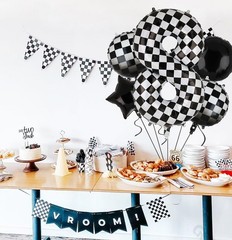 40 Inch Checkered Number Balloon 8 Black and White Race Car Birthday Balloons…