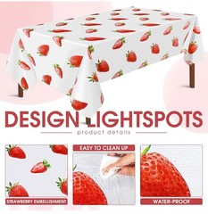 Tegeme 19 Pieces Strawberry Birthday Party Decoration with Strawberry Tablecl…