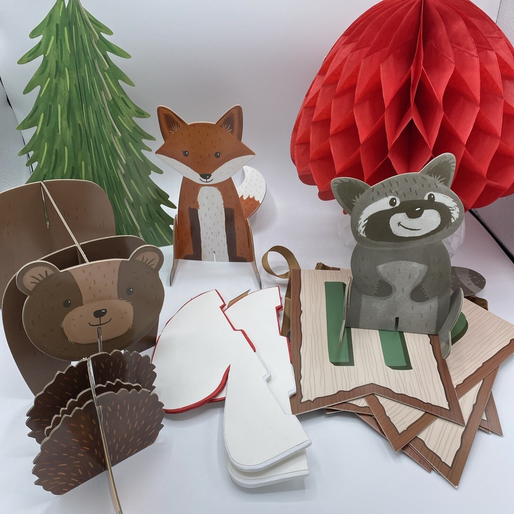 Woodland Birthday Decorations Gender Neutral Forest Animal Bear Fox Mushroom