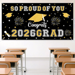 66×34″ 2026 Graduation Backdrop Banner Congrats Grad Class of 2026 Party Decor